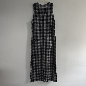 Eddie Bauer Plaid Sleeveless Jumper Maxi Dress Button down size large
